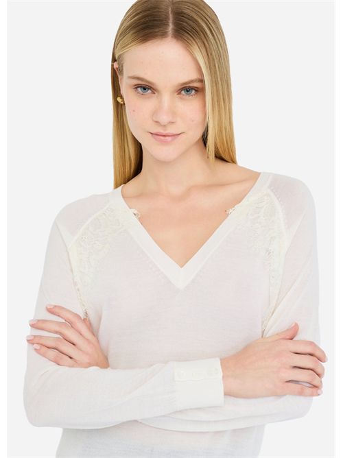Maglia in lana con pizzo LIU JO | CF5423MA82O/X0718